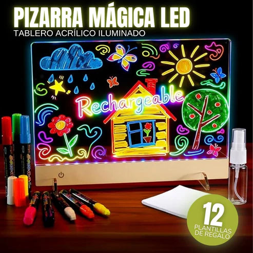Tablero LED Creativo + 5 Marcadores de Regalo