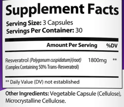 Resveratrol Complex ingredientes