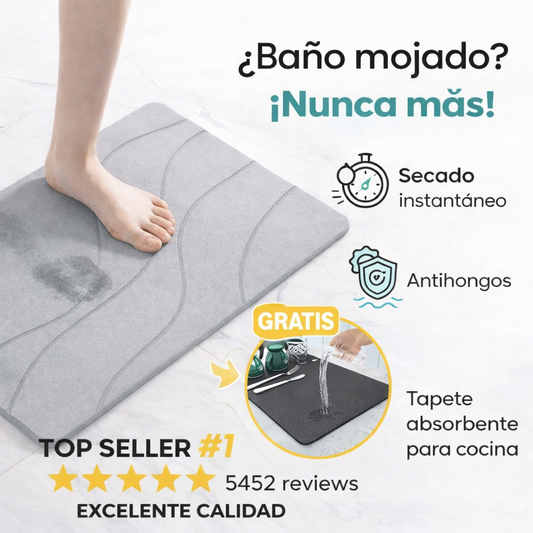 Tapete de Piedra Diatomita – Secado Instantáneo + 🎁REGALO Tapete Absorbente