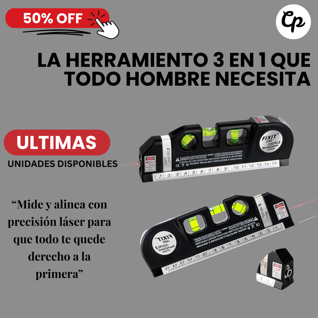 Nivel Láser Multifuncional con Cinta Métrica – Precisión Fácil en Cada Medida