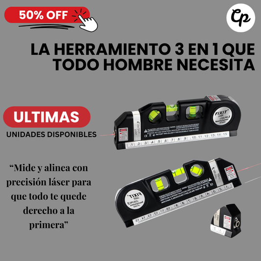 Nivel Láser Multifuncional con Cinta Métrica – Precisión Fácil en Cada Medida