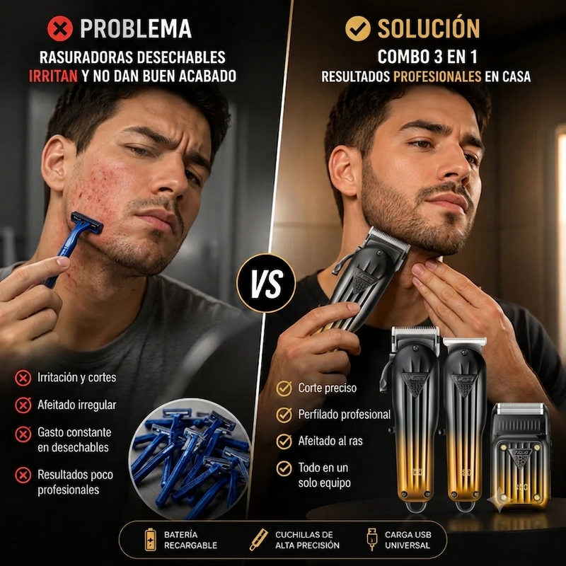 Problema vs Solución — Combo Barber 3 en 1
