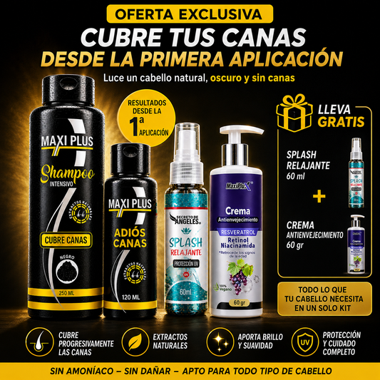 Shampoo Cubre Canas Maxiplus + Obsequios