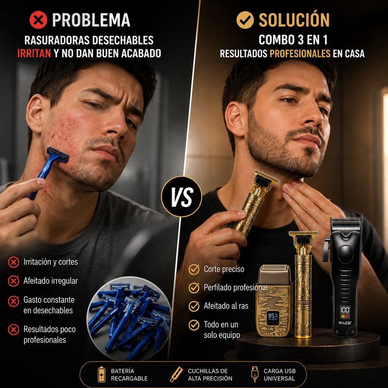 Problema vs Solución — Combo Barber 3 en 1