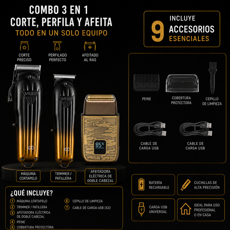 Contenido del Combo Barber 3 en 1