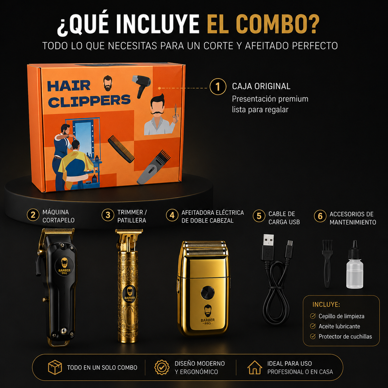 Contenido del Combo Barber 3 en 1