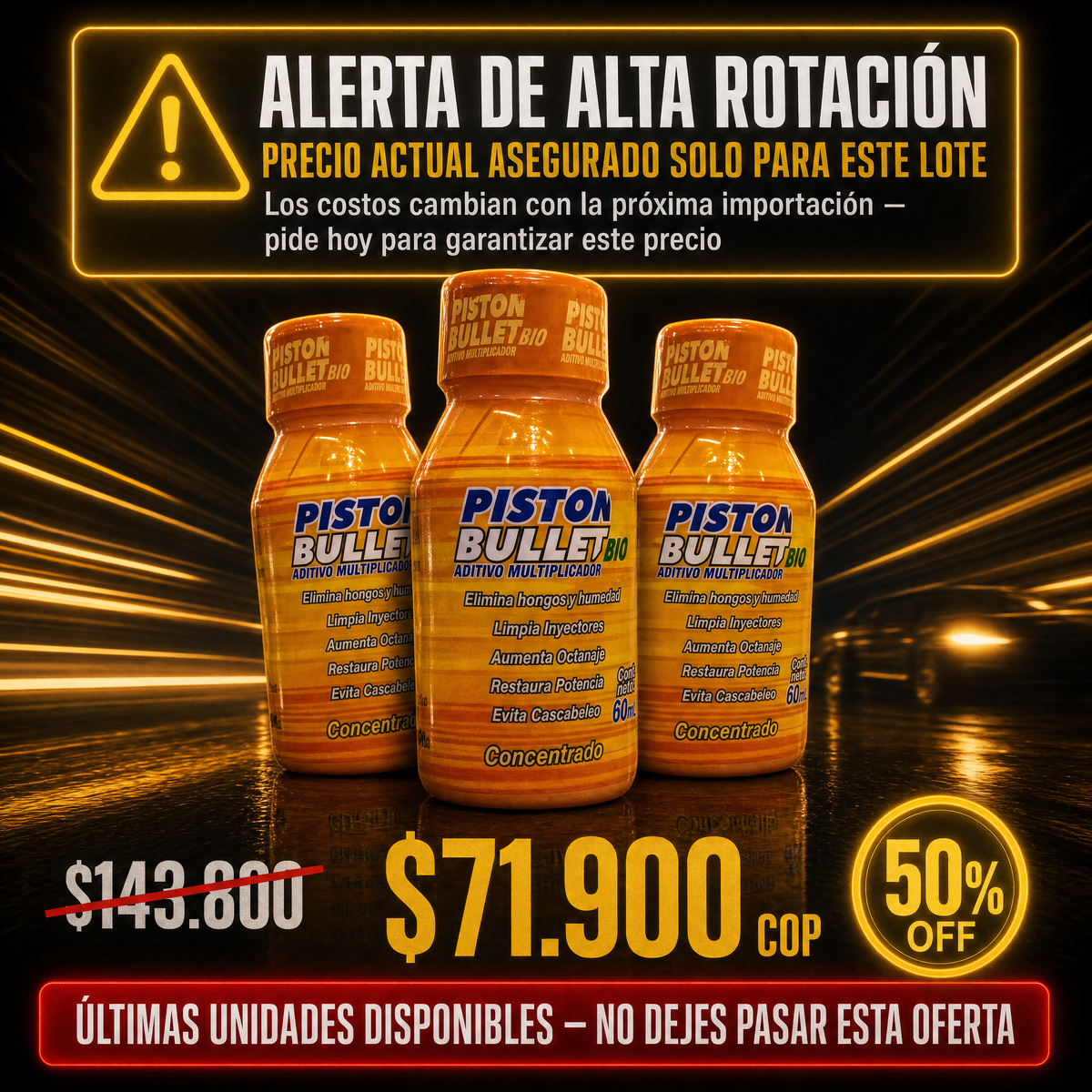 Piston Bullet Bio � Aditivo de Gasolina 3x1 (3 Botellas al Precio de 1)