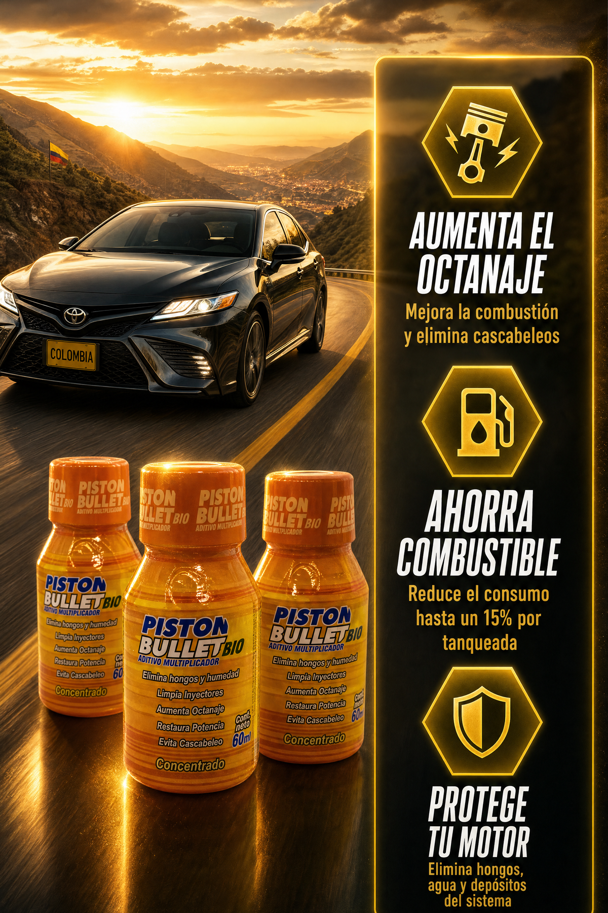 Piston Bullet Bio � Aditivo de Gasolina 3x1 (3 Botellas al Precio de 1)