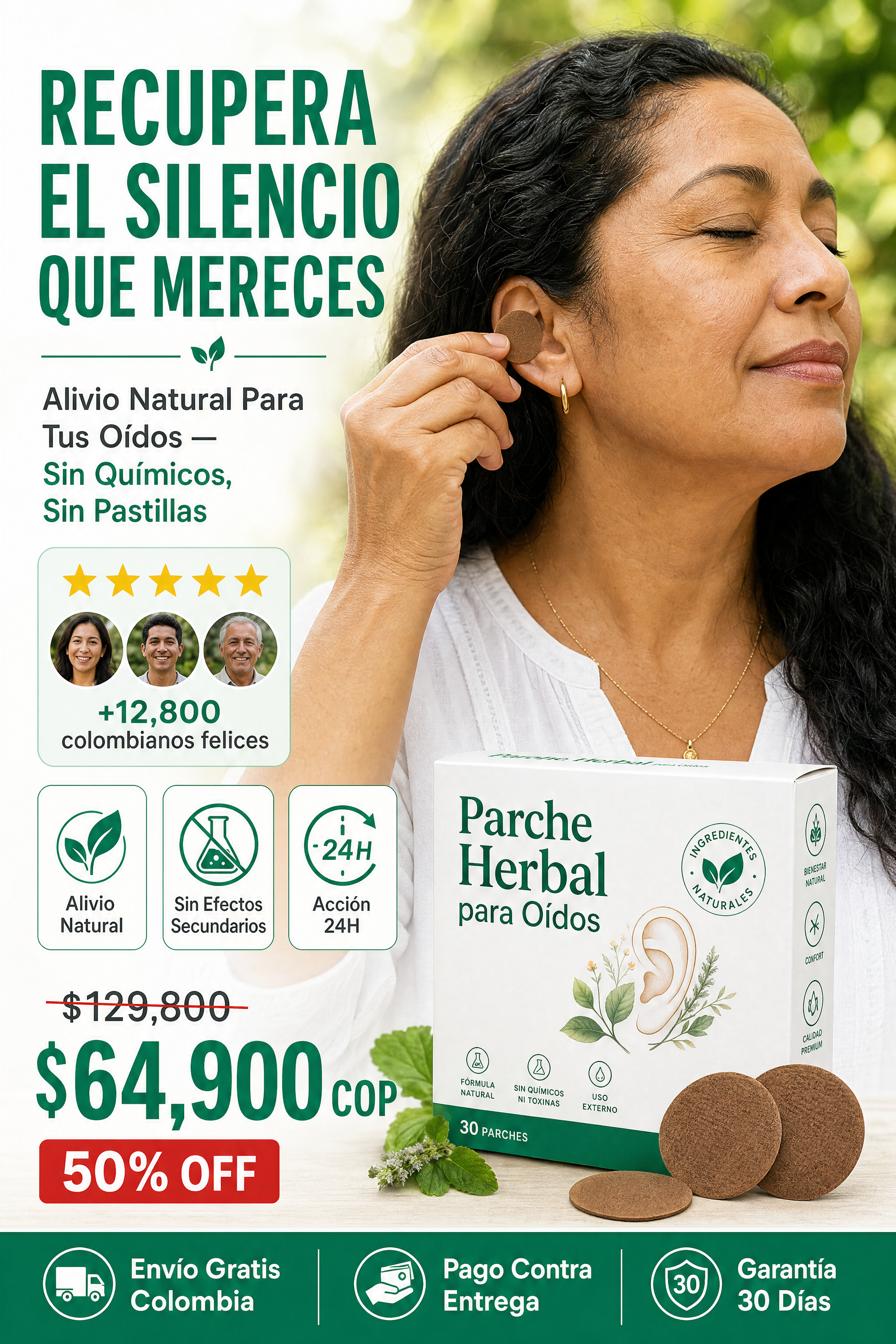 Parche Herbal para Oídos - Hero imagen principal con beneficios