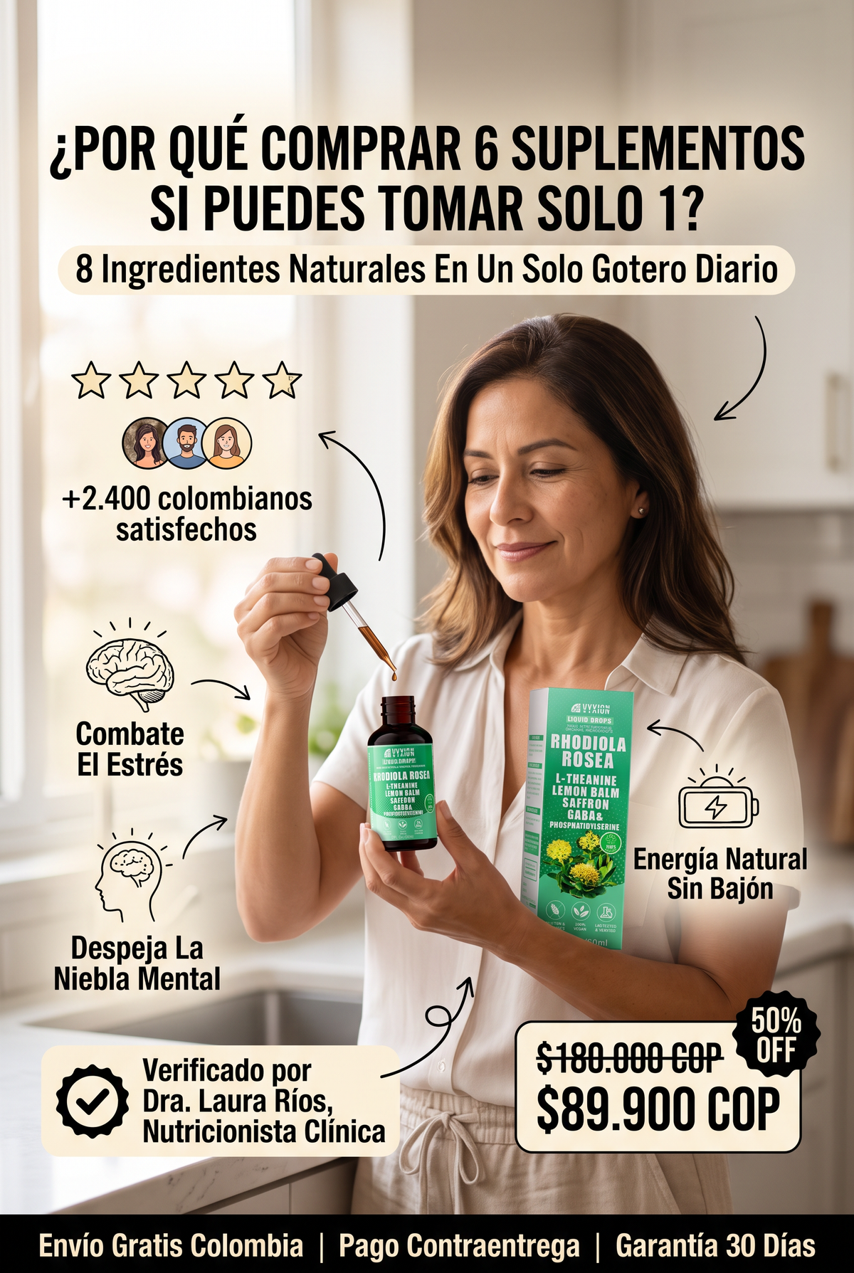 Gotas Líquidas de Rhodiola Rosea 10 en 1