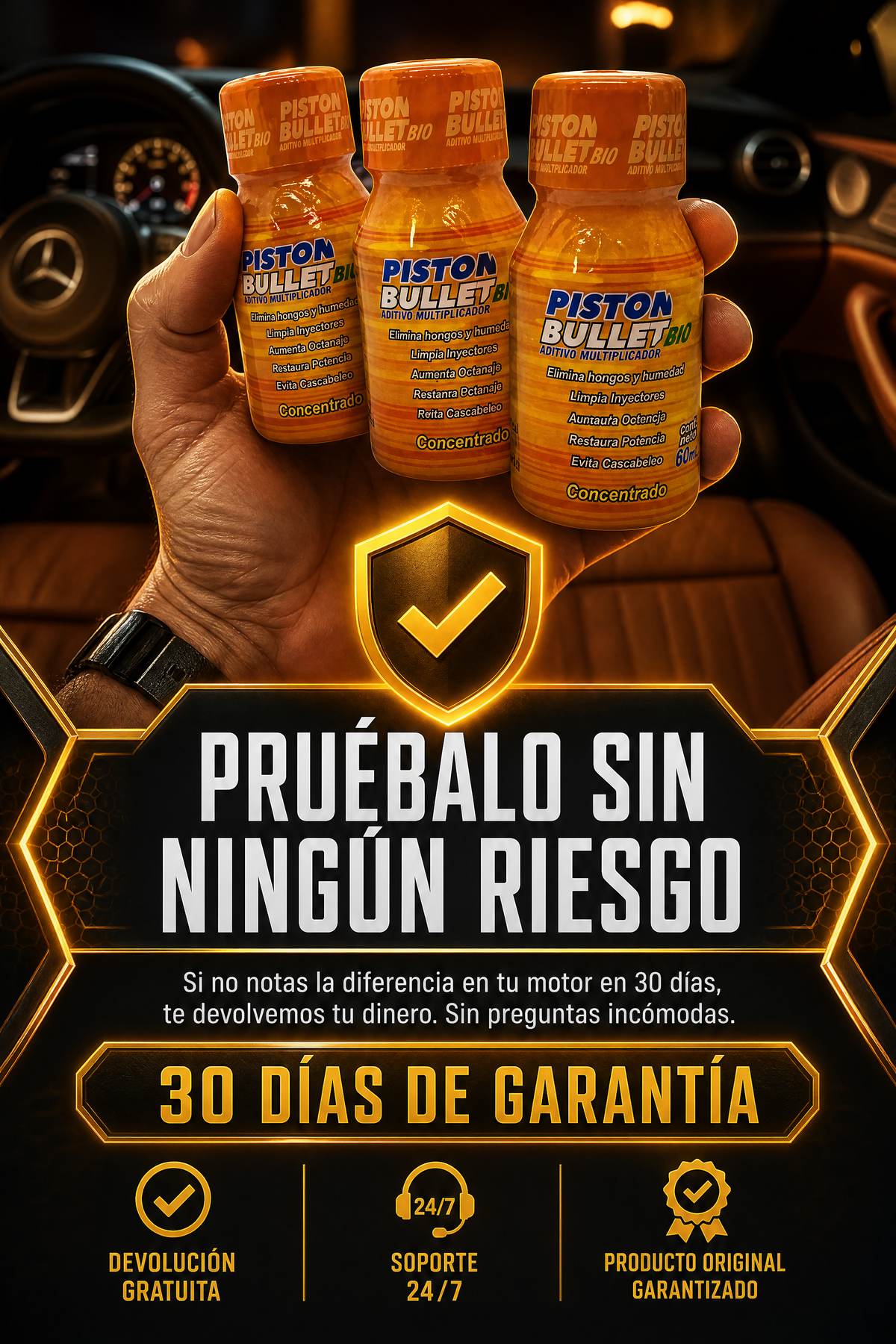 Piston Bullet Bio � Aditivo de Gasolina 3x1 (3 Botellas al Precio de 1)