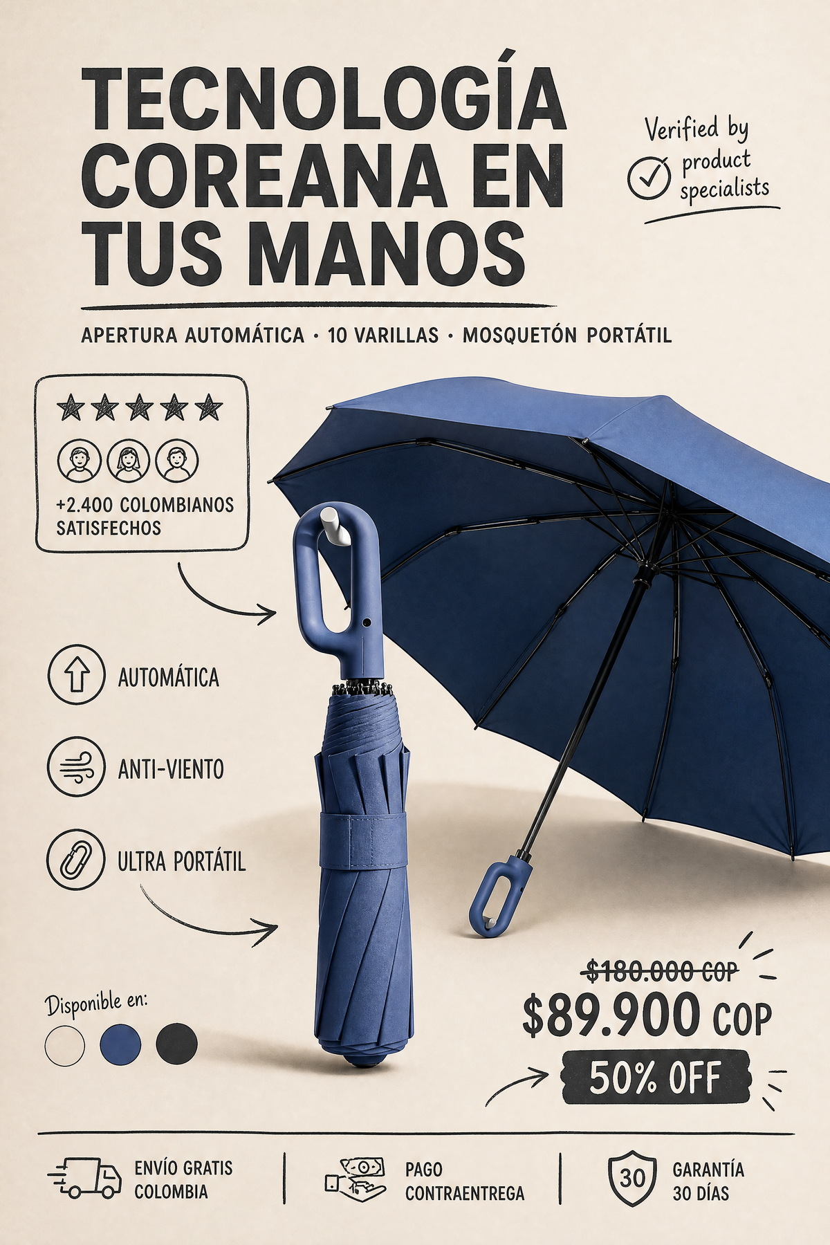 Sombrilla Koreana Automática