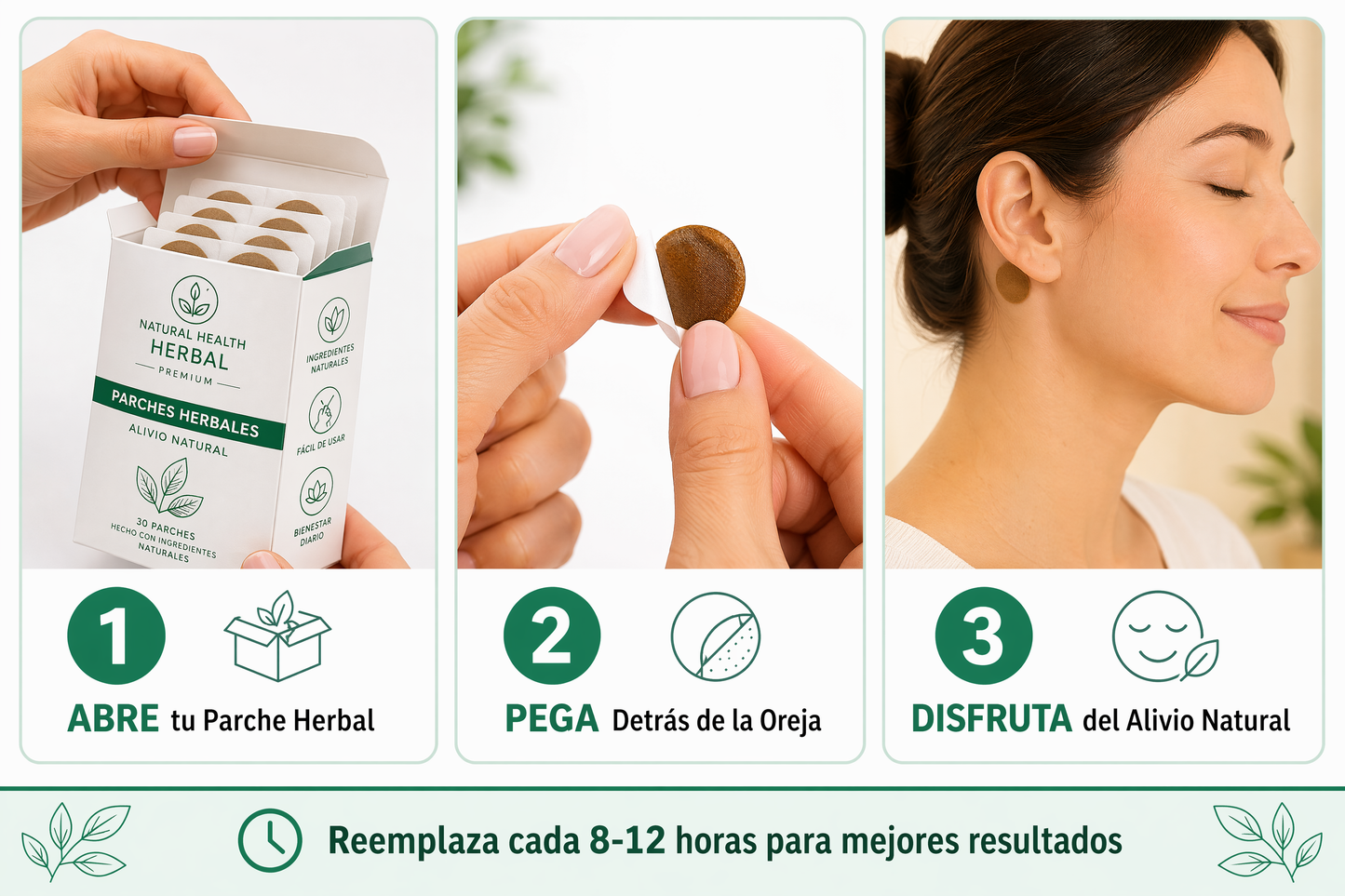 Modo de uso - 3 pasos simples para usar el parche