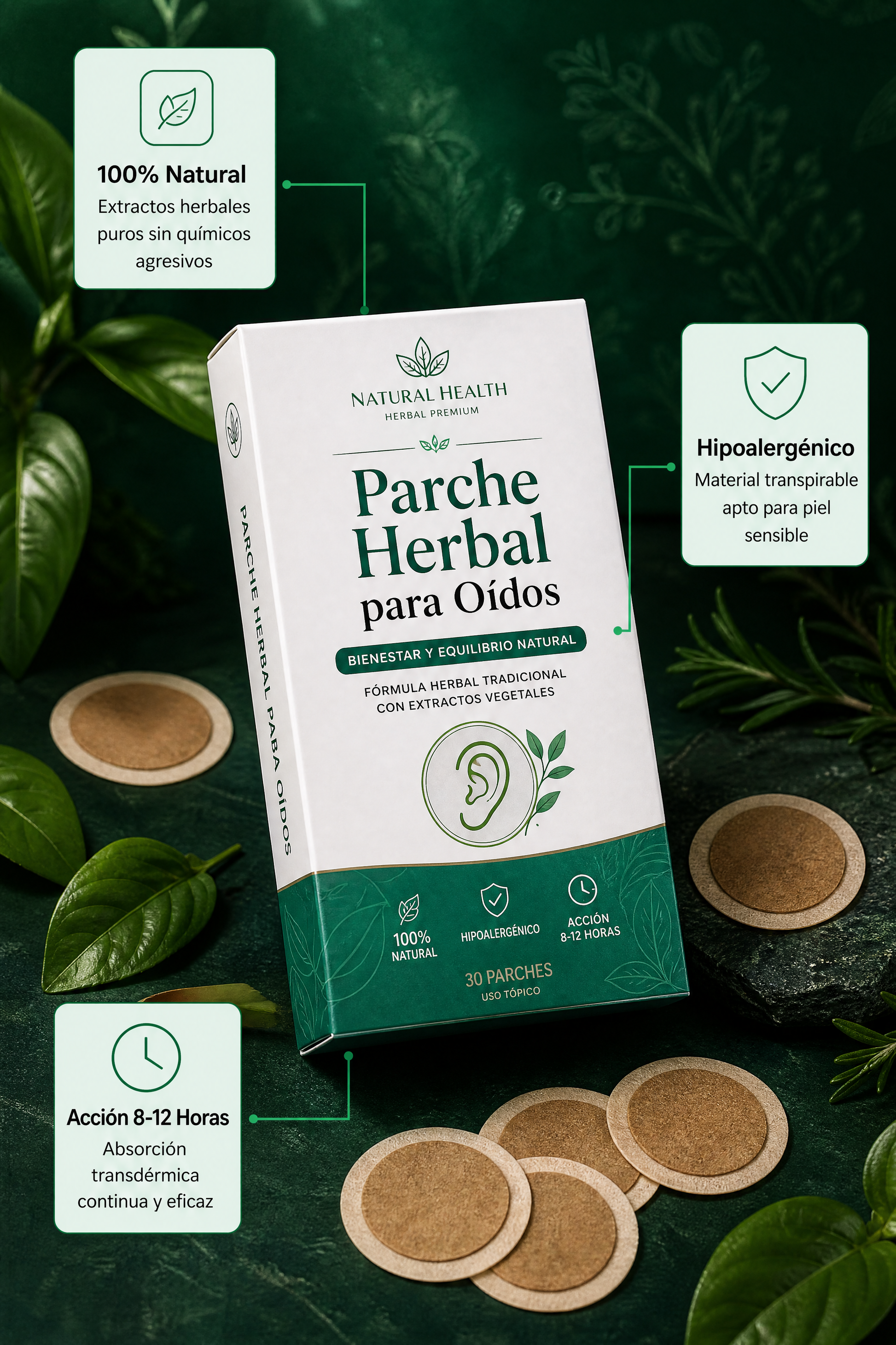 Ficha técnica - 100% natural, hipoalergénico, acción 8-12 horas