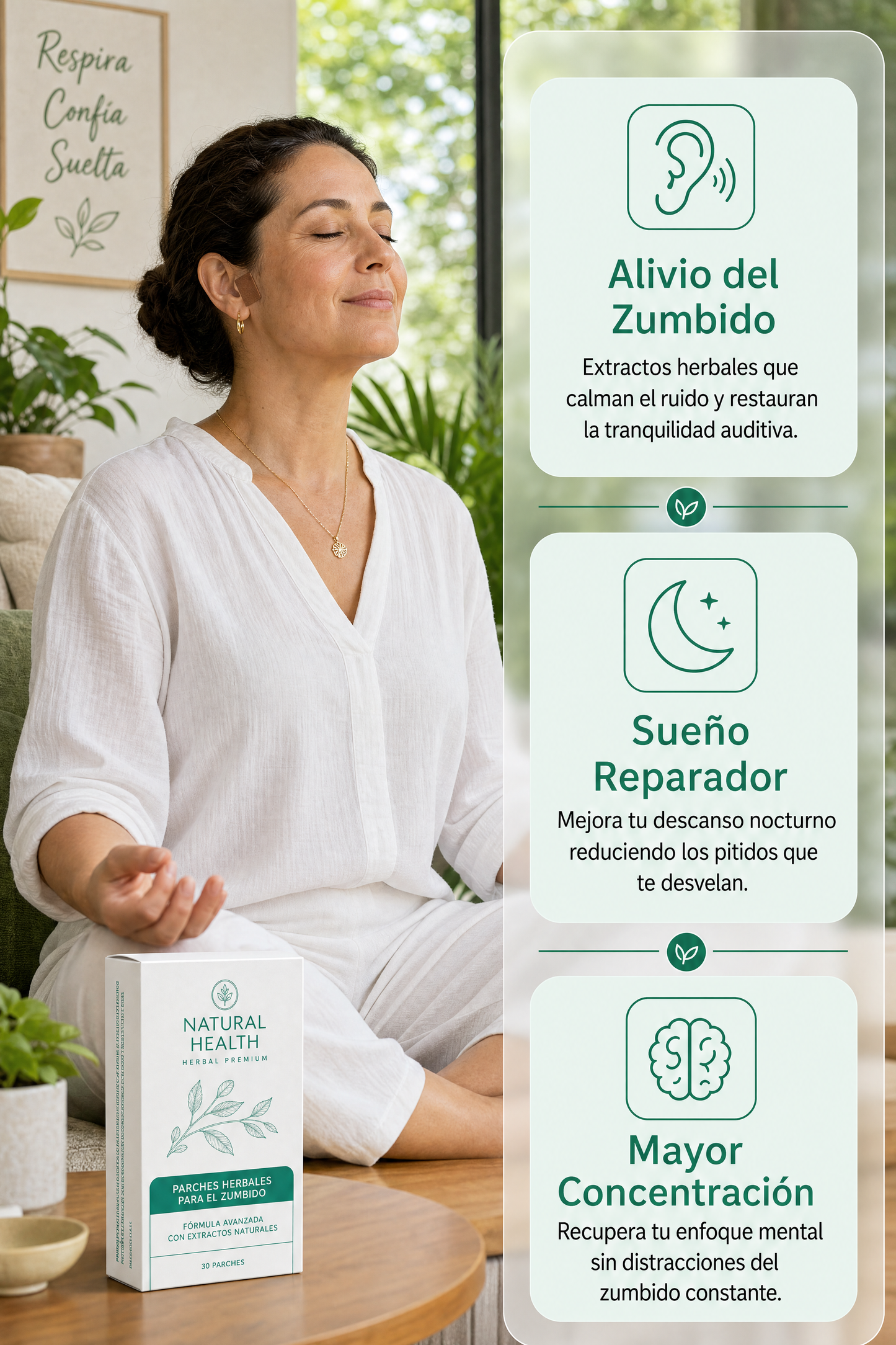 Beneficios - Alivio del zumbido, sueño reparador, mayor concentración