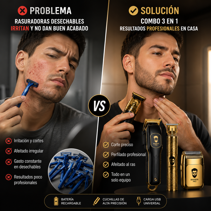 Problema vs Solución — Combo Barber 3 en 1
