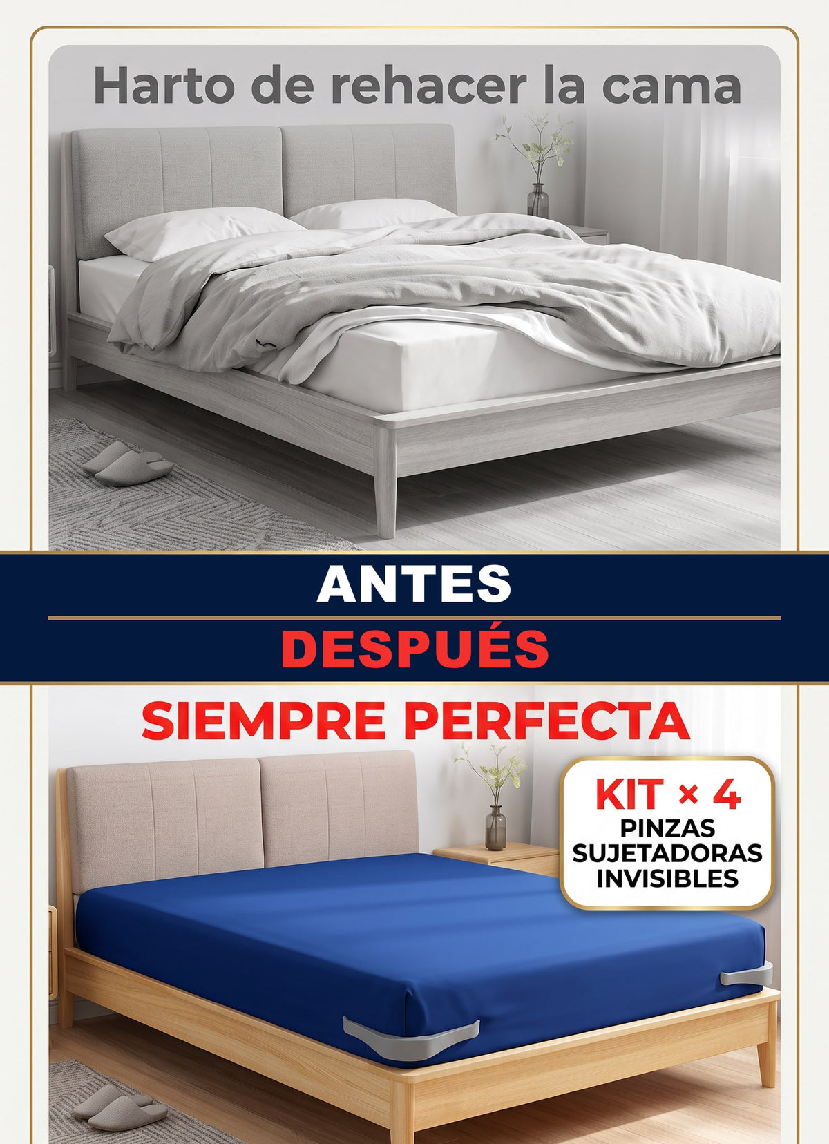 Sujetador de Sábanas Ajustable — Kit x 4 Unidades