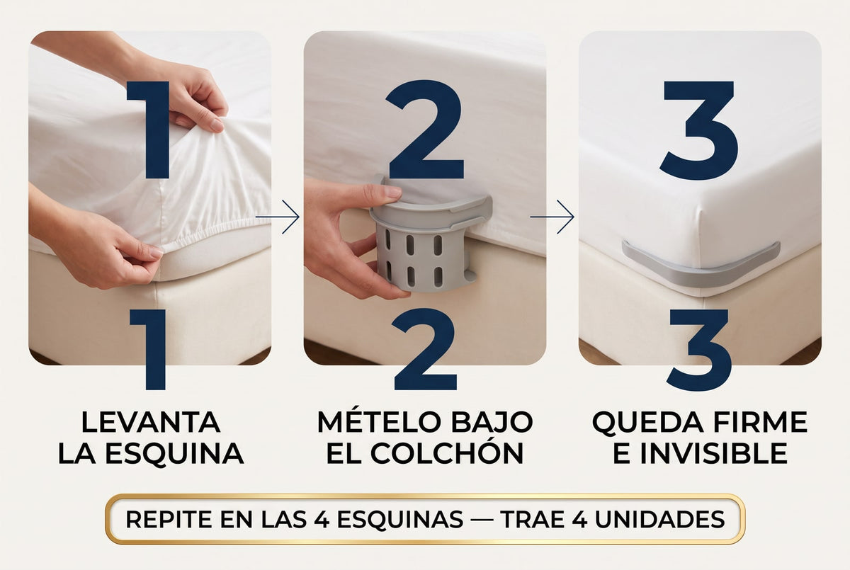 Sujetador de Sábanas Ajustable — Kit x 4 Unidades