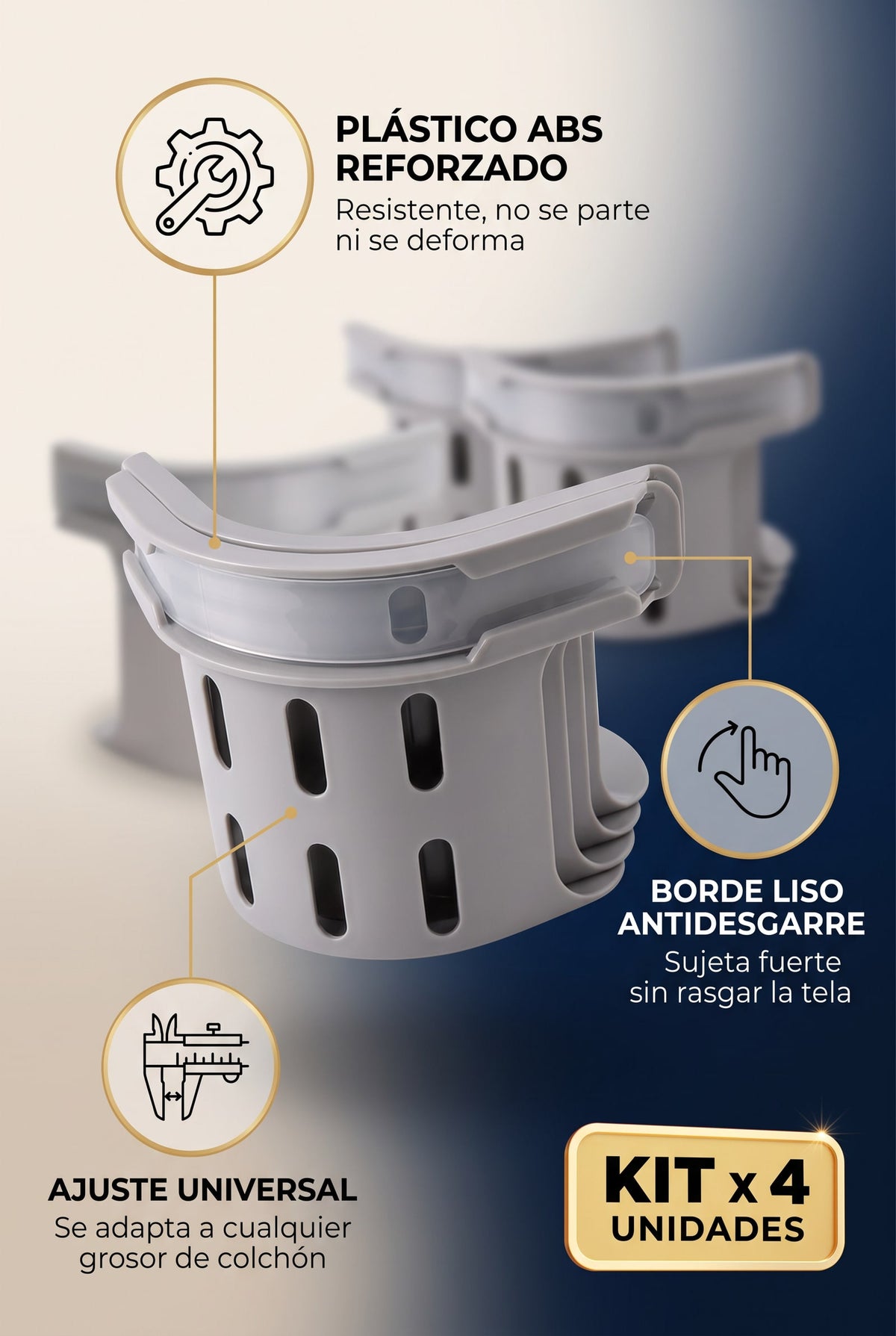 Sujetador de Sábanas Ajustable — Kit x 4 Unidades