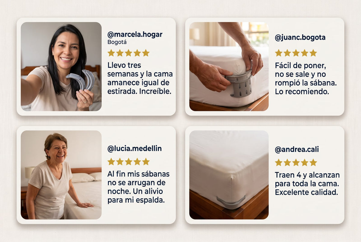 Sujetador de Sábanas Ajustable — Kit x 4 Unidades